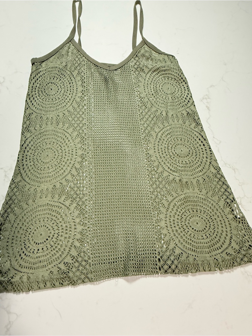 BKE Olive Crochet Lace Camisole with Spaghetti Straps